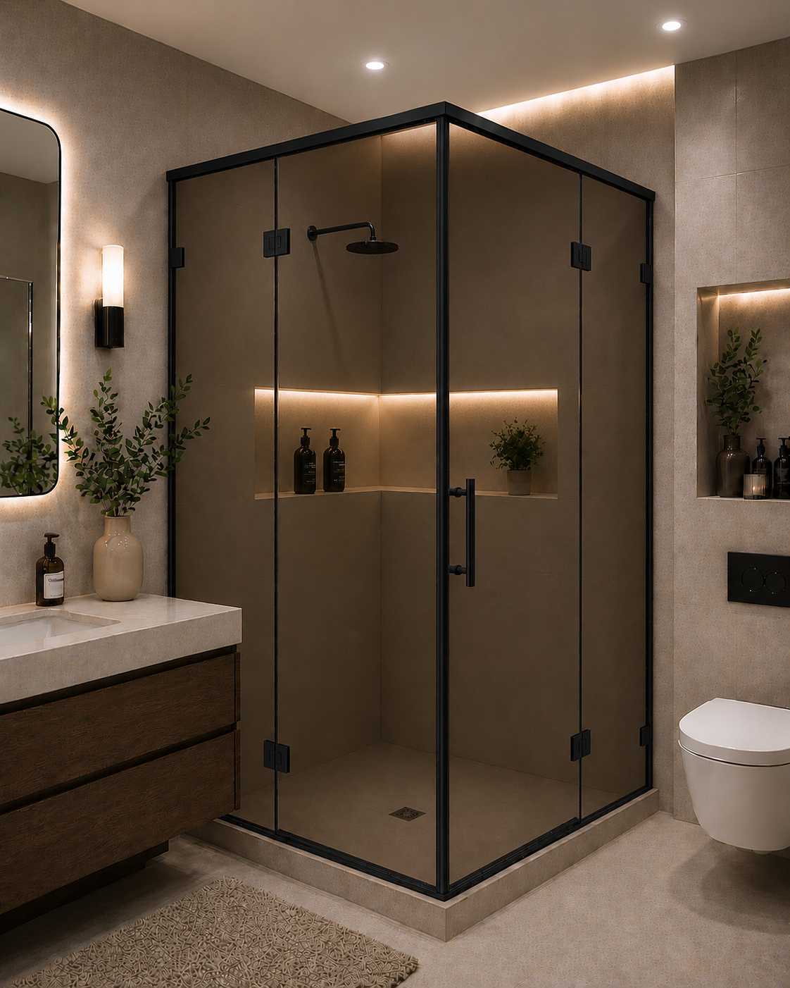L Shape Tinted  Shower Enclosure 
